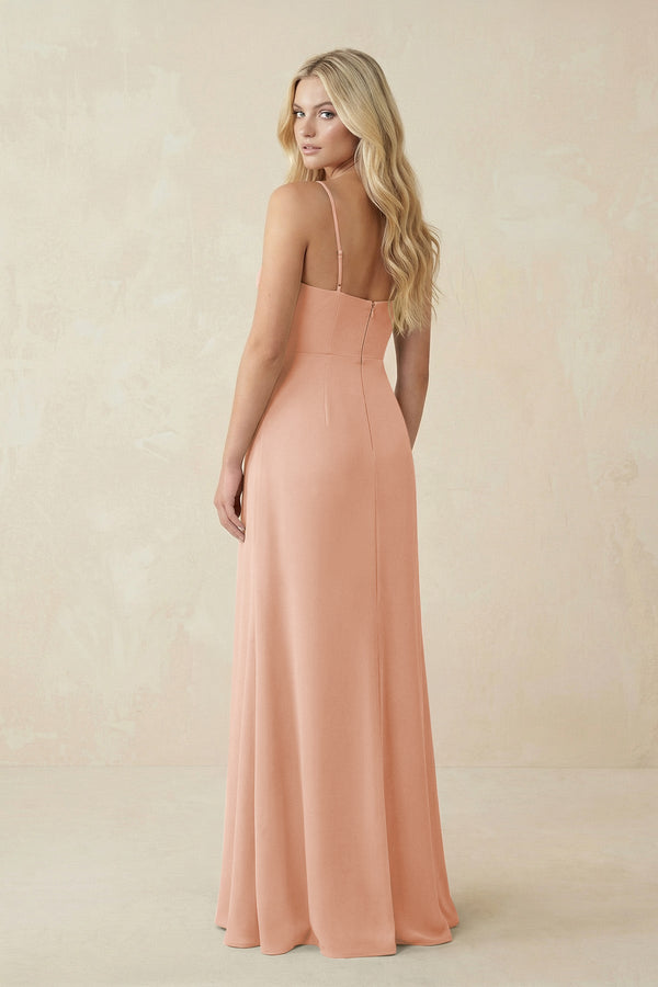 Ruched Sheath Spaghetti Strap Chiffon Bridesmaid Dress in English Rose - SHE IS ME BRIDESMAID DRESSES