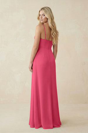 Ruched Sheath Spaghetti Strap Chiffon Bridesmaid Dress in Fuchsia - SHE IS ME BRIDESMAID DRESSES