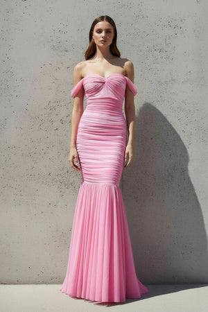 Ruched Maxi Dress in Candy Pink - SHE IS ME