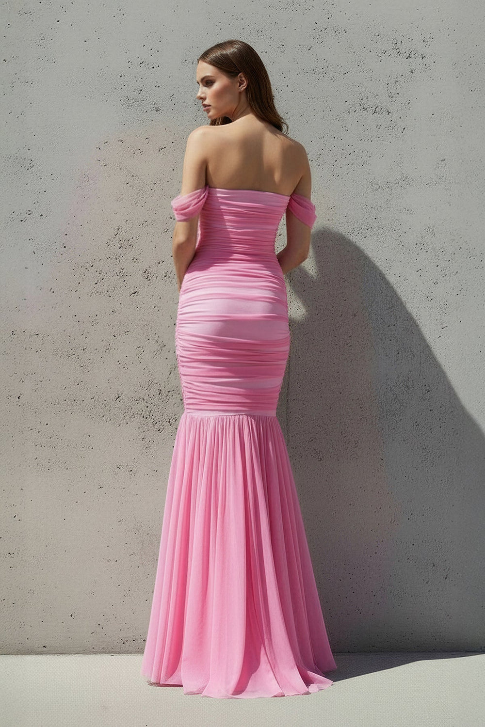 Ruched Maxi Dress in Candy Pink - SHE IS ME