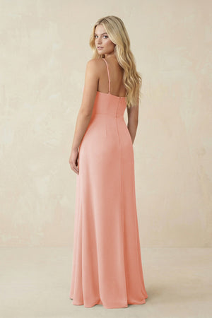 Ruched Sheath Spaghetti Strap Chiffon Bridesmaid Dress in Rose Petal - SHE IS ME BRIDESMAID DRESSES