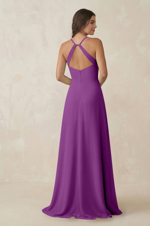 Ruched Sheath Chiffon Bridesmaid Dress in Amethyst - SHE IS ME BRIDESMAID DRESSES