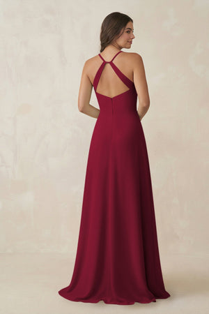 Ruched Sheath Chiffon Bridesmaid Dress in Berry - SHE IS ME BRIDESMAID DRESSES