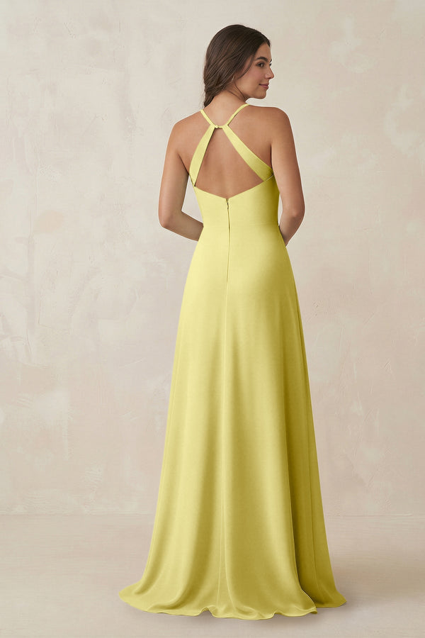 Ruched Sheath Chiffon Bridesmaid Dress in Buttercup - SHE IS ME BRIDESMAID DRESSES