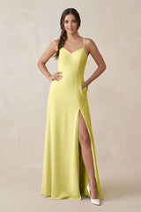 Ruched Sheath Chiffon Bridesmaid Dress in Buttercup - KISS BRIDAL BRIDESMAID DRESSES