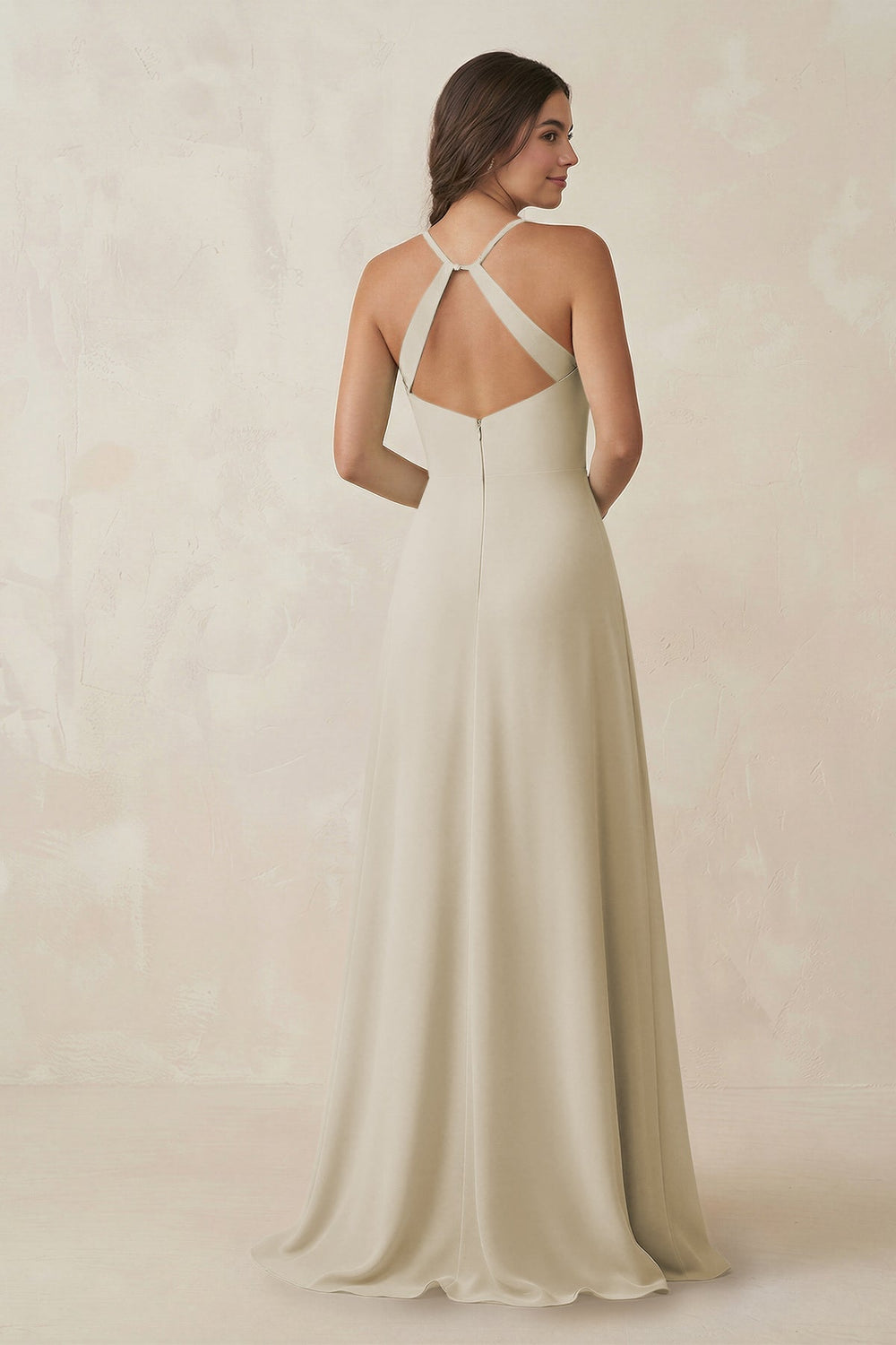 Ruched Sheath Chiffon Bridesmaid Dress in Dove Gray - KISS BRIDAL BRIDESMAID DRESSES