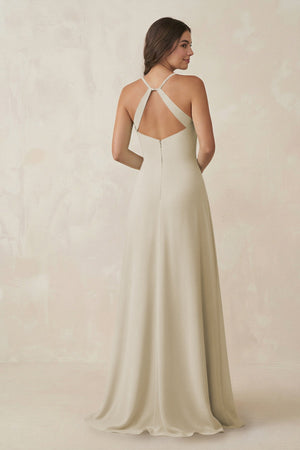 Ruched Sheath Chiffon Bridesmaid Dress in Dove Gray - SHE IS ME BRIDESMAID DRESSES