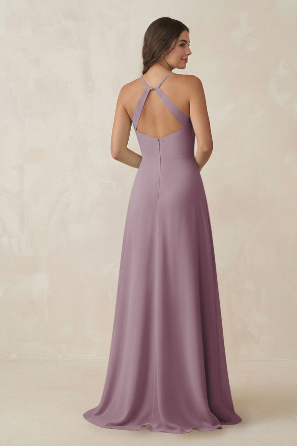 Ruched Sheath Chiffon Bridesmaid Dress in Dusk - SHE IS ME BRIDESMAID DRESSES