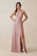 Ruched Sheath Chiffon Bridesmaid Dress in Dusty Rose - SHE IS ME BRIDESMAID DRESSES
