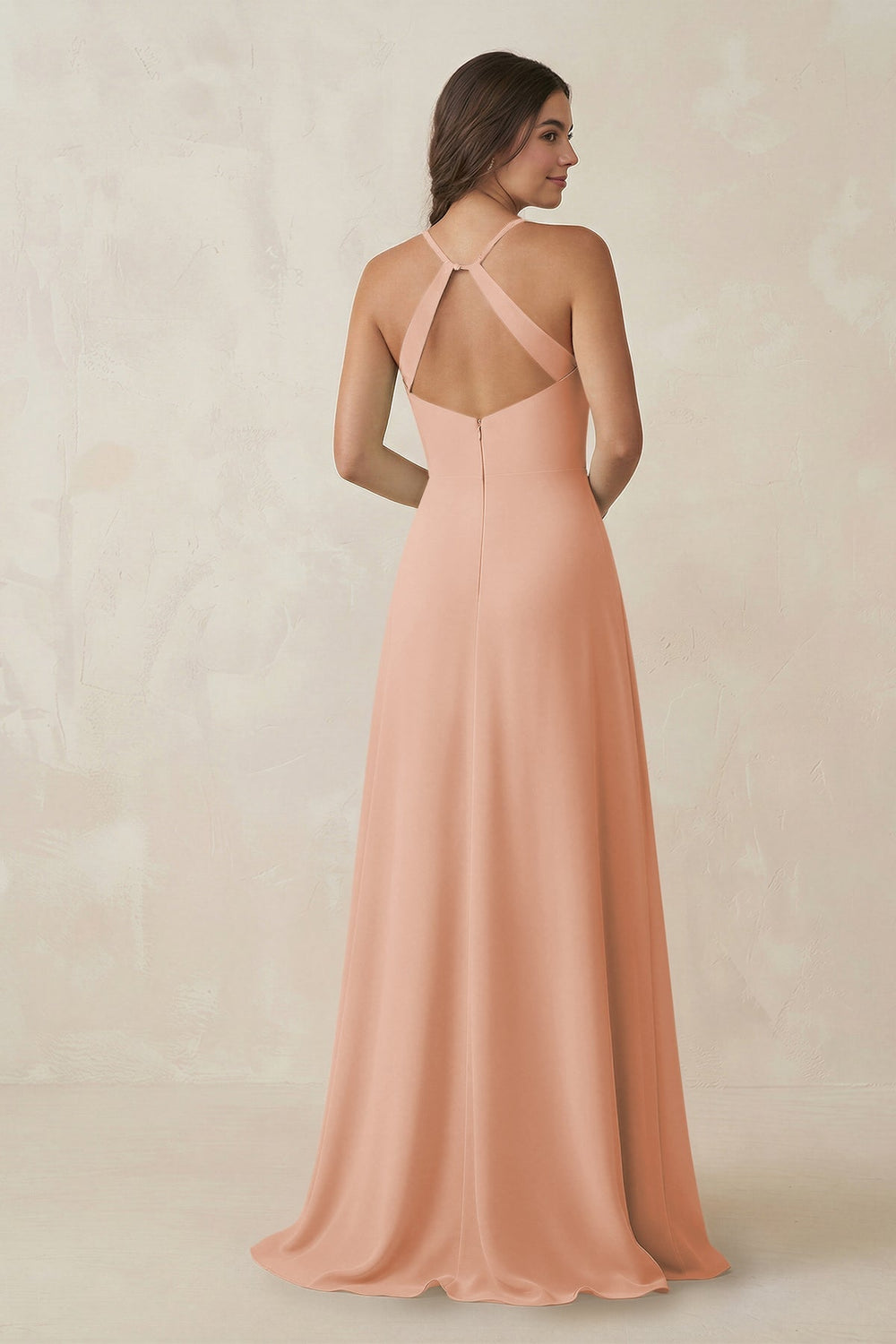 Ruched Sheath Chiffon Bridesmaid Dress in English Rose - KISS BRIDAL BRIDESMAID DRESSES
