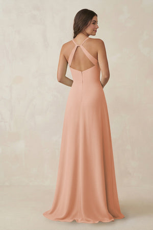 Ruched Sheath Chiffon Bridesmaid Dress in English Rose - SHE IS ME BRIDESMAID DRESSES
