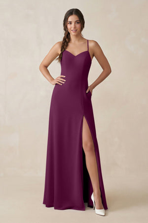 Ruched Sheath Chiffon Bridesmaid Dress in Fig - SHE IS ME BRIDESMAID DRESSES