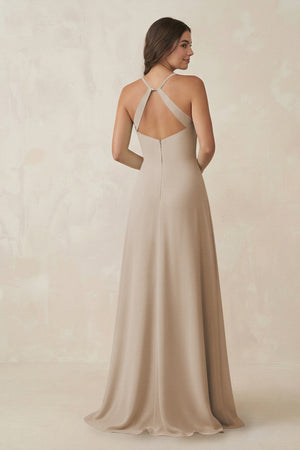 Ruched Sheath Chiffon Bridesmaid Dress in Frost - SHE IS ME BRIDESMAID DRESSES