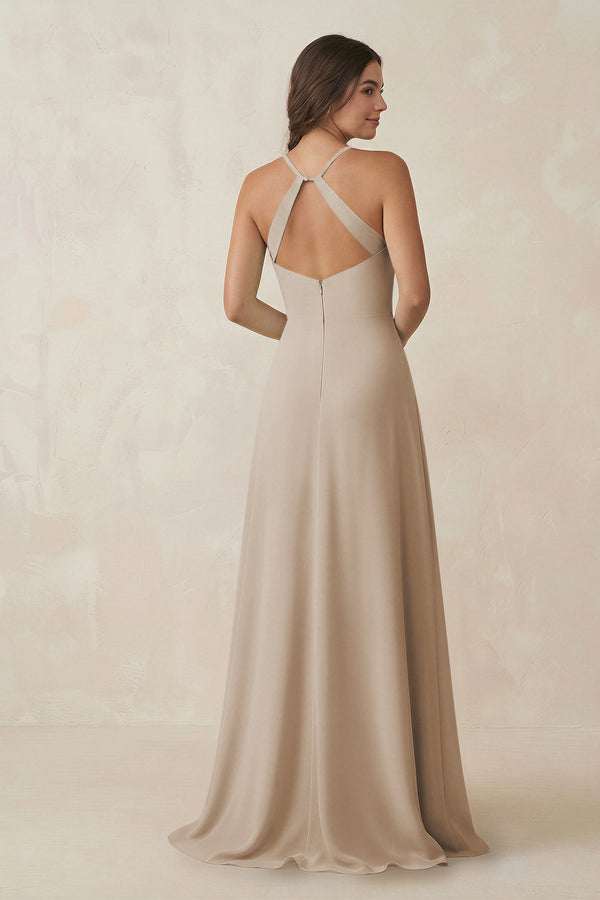 Ruched Sheath Chiffon Bridesmaid Dress in Frost - SHE IS ME BRIDESMAID DRESSES
