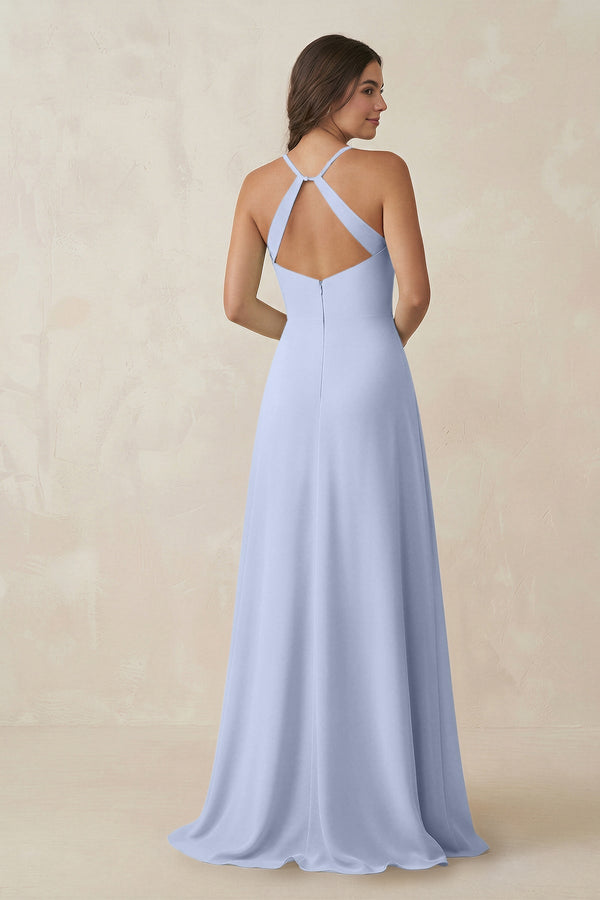 Ruched Sheath Chiffon Bridesmaid Dress in Ice - SHE IS ME BRIDESMAID DRESSES