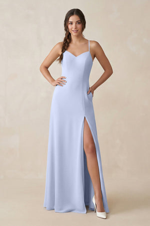 Ruched Sheath Chiffon Bridesmaid Dress in Ice - SHE IS ME BRIDESMAID DRESSES