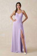 Ruched Sheath Chiffon Bridesmaid Dress in Lavender - SHE IS ME BRIDESMAID DRESSES