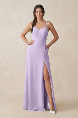 Ruched Sheath Chiffon Bridesmaid Dress in Lavender - SHE IS ME BRIDESMAID DRESSES