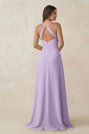 Ruched Sheath Chiffon Bridesmaid Dress in Lavender - SHE IS ME BRIDESMAID DRESSES
