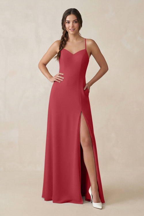 Ruched Sheath Chiffon Bridesmaid Dress in Merlot - SHE IS ME BRIDESMAID DRESSES