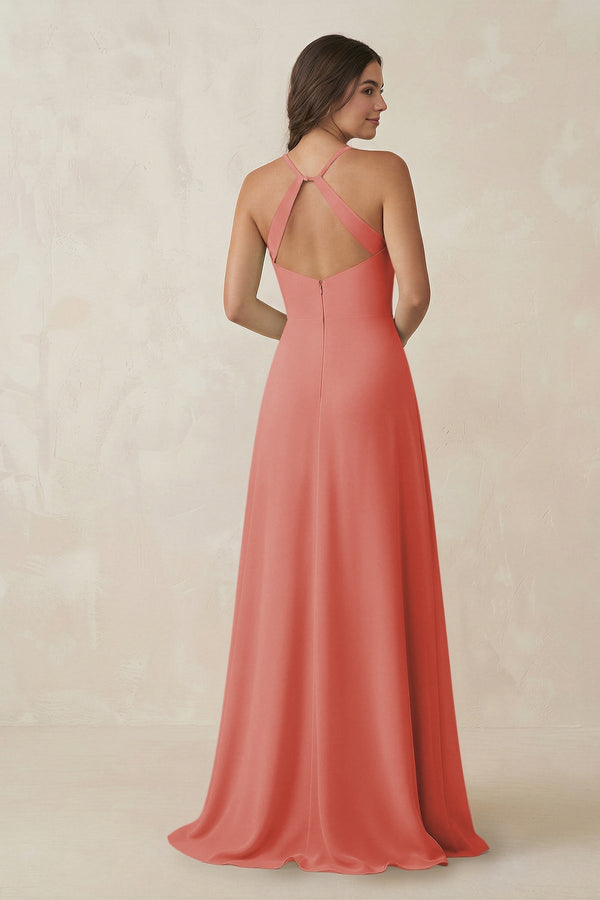 Ruched Sheath Chiffon Bridesmaid Dress in Mulberry - SHE IS ME BRIDESMAID DRESSES