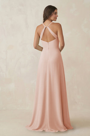Ruched Sheath Chiffon Bridesmaid Dress in Pale Blush - SHE IS ME BRIDESMAID DRESSES