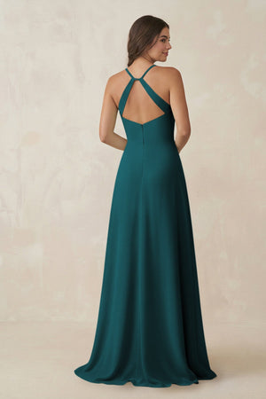 Ruched Sheath Chiffon Bridesmaid Dress in Pine - SHE IS ME BRIDESMAID DRESSES