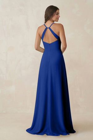 Ruched Sheath Chiffon Bridesmaid Dress in Royal Blue - SHE IS ME BRIDESMAID DRESSES