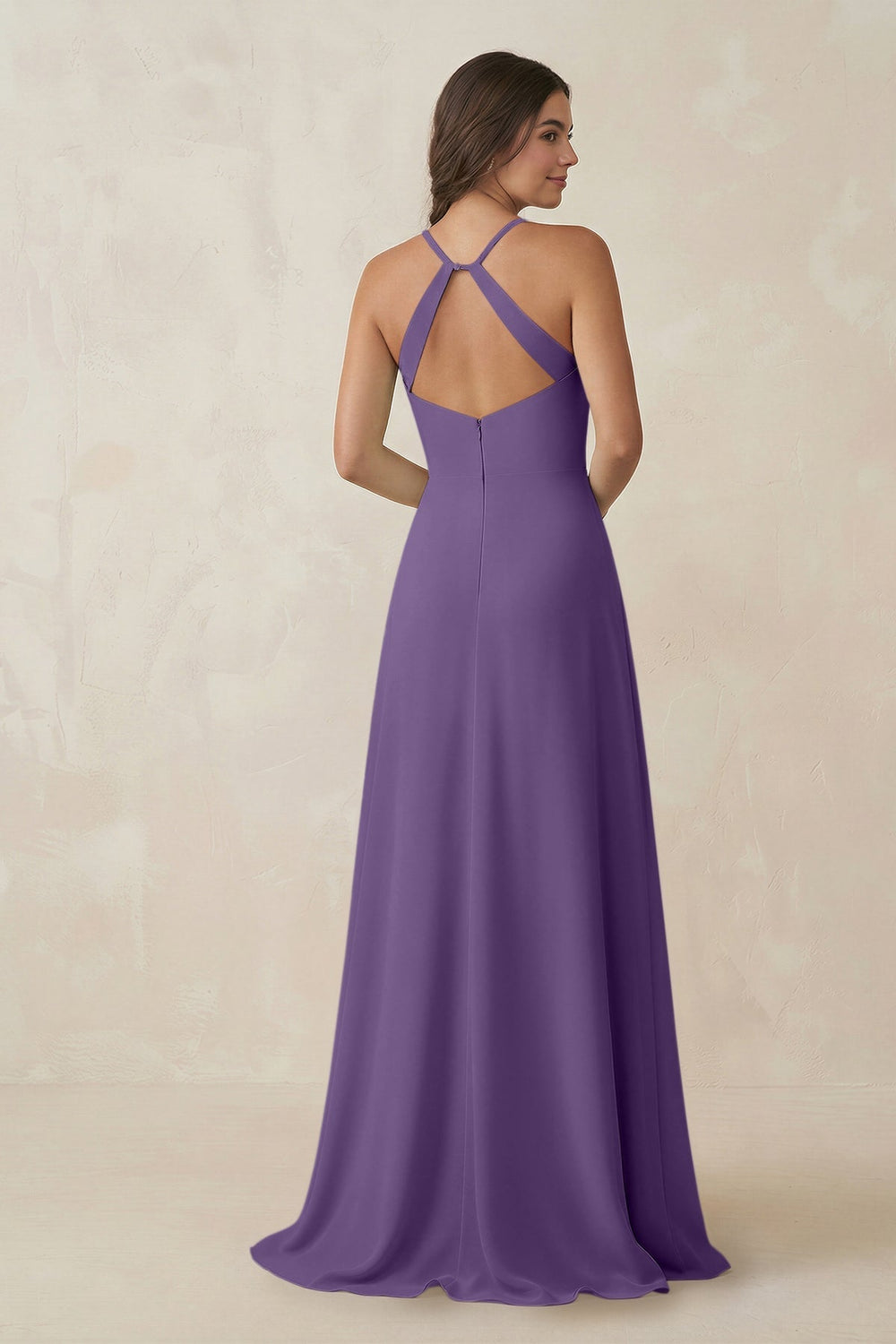 Ruched Sheath Chiffon Bridesmaid Dress in Tahiti - KISS BRIDAL BRIDESMAID DRESSES