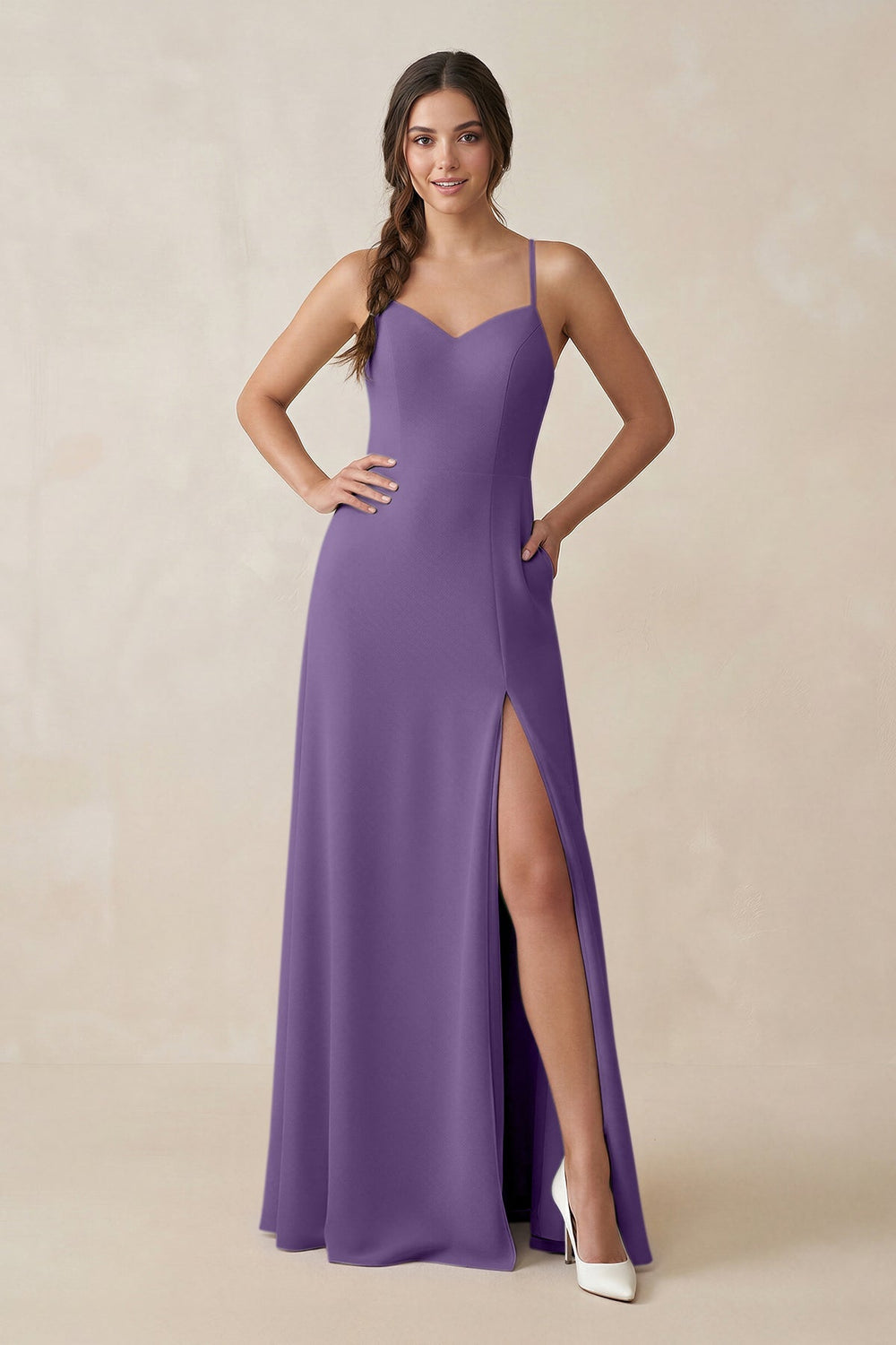 Ruched Sheath Chiffon Bridesmaid Dress in Tahiti - KISS BRIDAL BRIDESMAID DRESSES