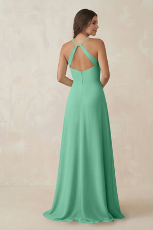 Ruched Sheath Chiffon Bridesmaid Dress in Turquoise - SHE IS ME BRIDESMAID DRESSES