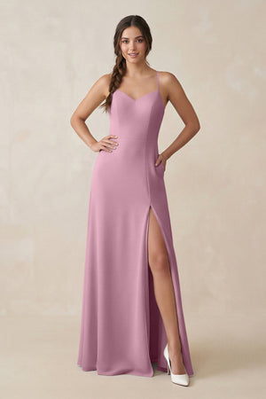 Ruched Sheath Chiffon Bridesmaid Dress in Vintage Mauve - SHE IS ME BRIDESMAID DRESSES