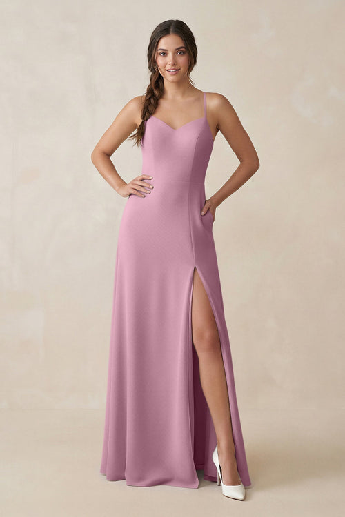 Ruched Sheath Chiffon Bridesmaid Dress in Vintage Mauve - SHE IS ME BRIDESMAID DRESSES