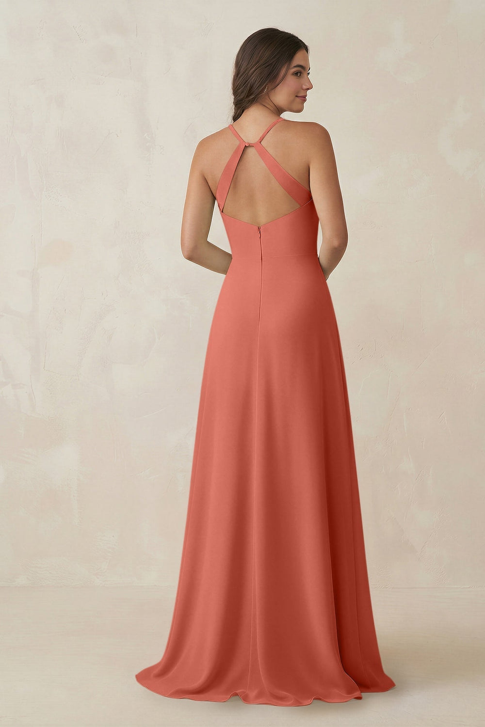 Ruched Sheath Chiffon Bridesmaid Dress in Wild Rose - KISS BRIDAL BRIDESMAID DRESSES