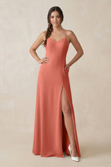Ruched Sheath Chiffon Bridesmaid Dress in Wild Rose - KISS BRIDAL BRIDESMAID DRESSES