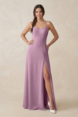 Ruched Sheath Chiffon Bridesmaid Dress in Wisteria - KISS BRIDAL BRIDESMAID DRESSES