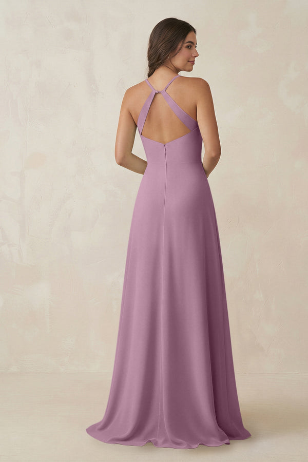 Ruched Sheath Chiffon Bridesmaid Dress in Wisteria - SHE IS ME BRIDESMAID DRESSES