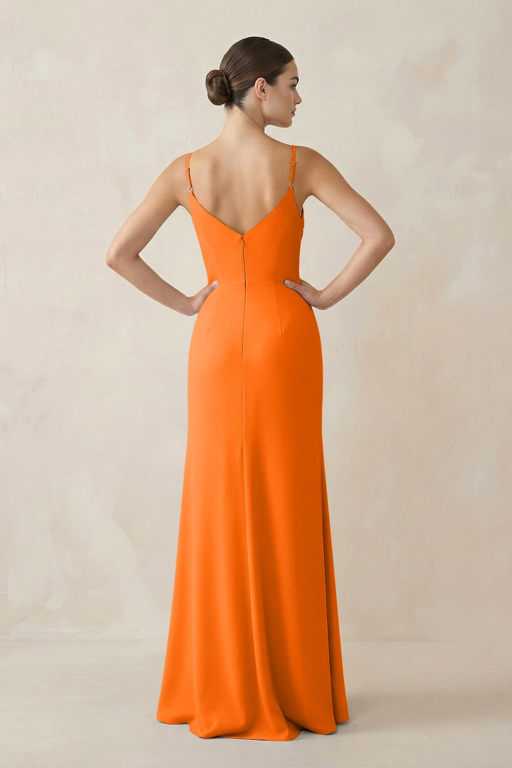 Ruched Sheath Spaghetti Strap Chiffon Bridesmaid Dress in Cinnamon - KISS BRIDAL Bridesmaid Dresses