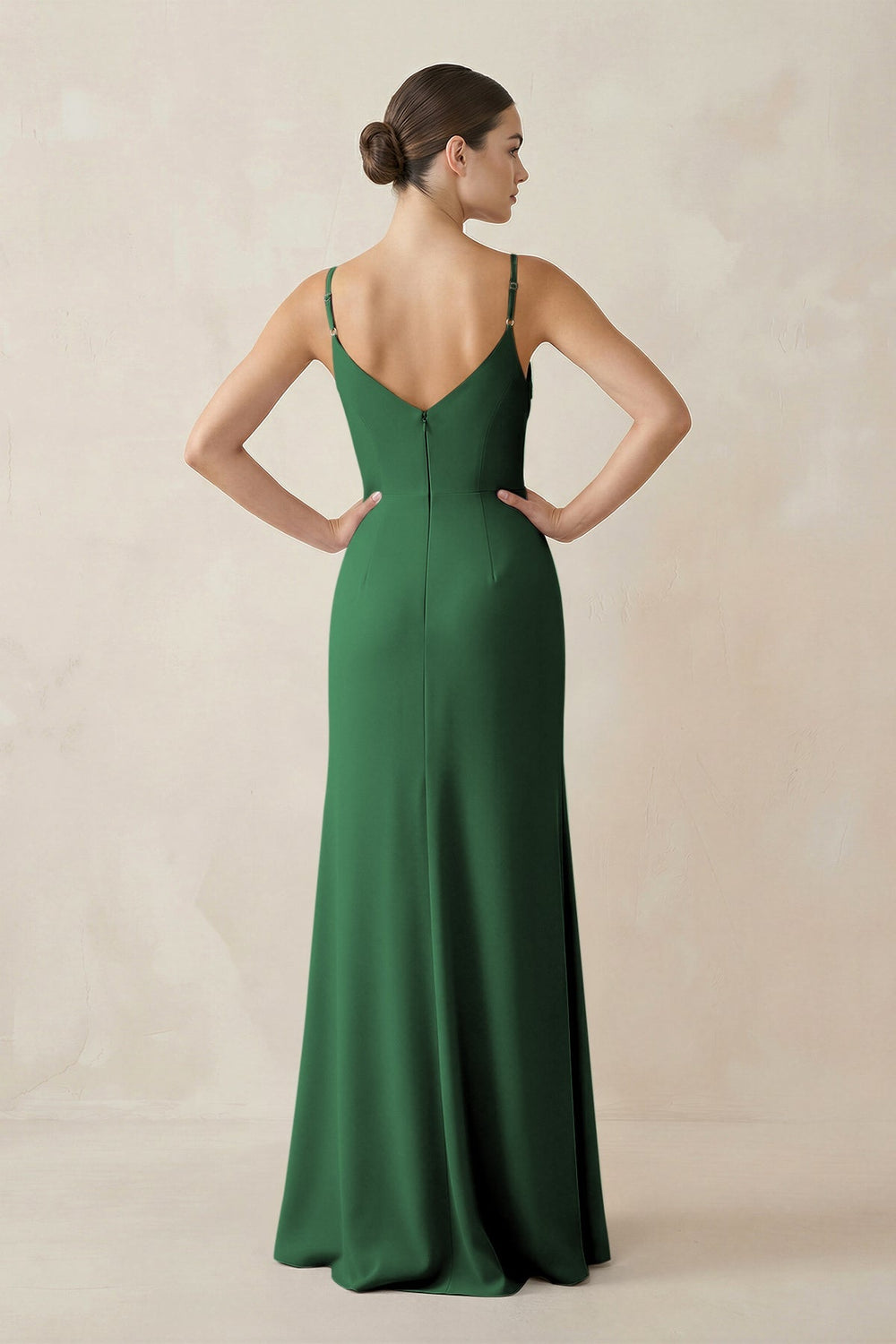 Ruched Sheath Spaghetti Strap Chiffon Bridesmaid Dress in Dark Green - KISS BRIDAL Bridesmaid Dresses