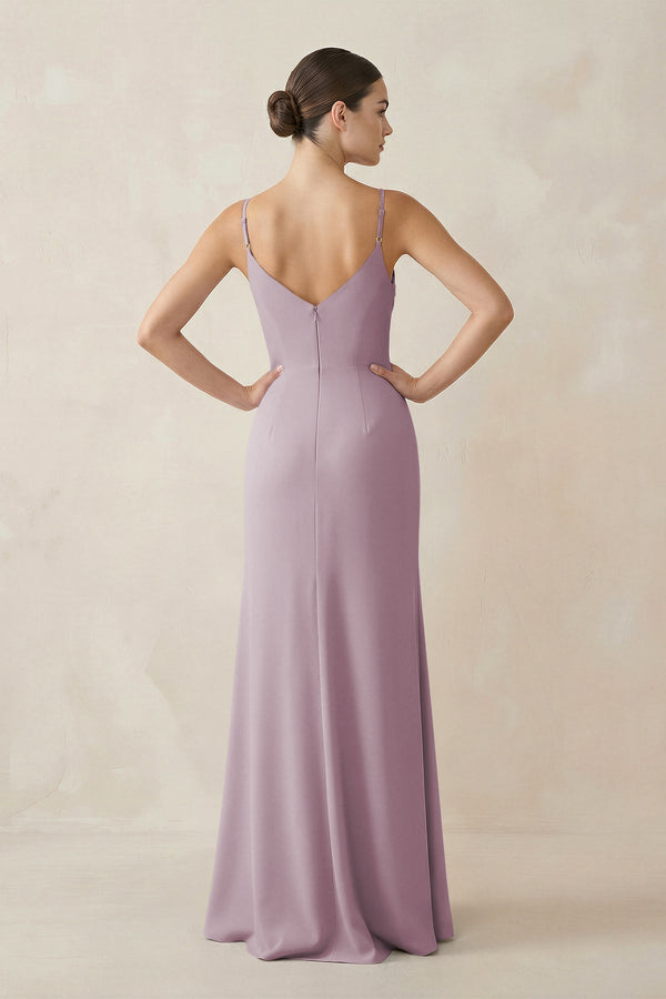 Ruched Sheath Spaghetti Strap Chiffon Bridesmaid Dress in Dusk - SHE IS ME Bridesmaid Dresses