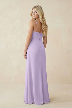 Ruched Sheath Spaghetti Strap Chiffon Bridesmaid Dress in Lavender - SHE IS ME BRIDESMAID DRESSES