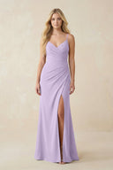 Ruched Sheath Spaghetti Strap Chiffon Bridesmaid Dress in Lavender - SHE IS ME BRIDESMAID DRESSES