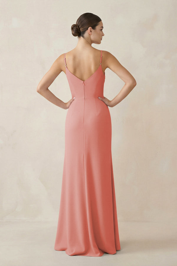 Ruched Sheath Spaghetti Strap Chiffon Bridesmaid Dress in Mulberry - SHE IS ME Bridesmaid Dresses