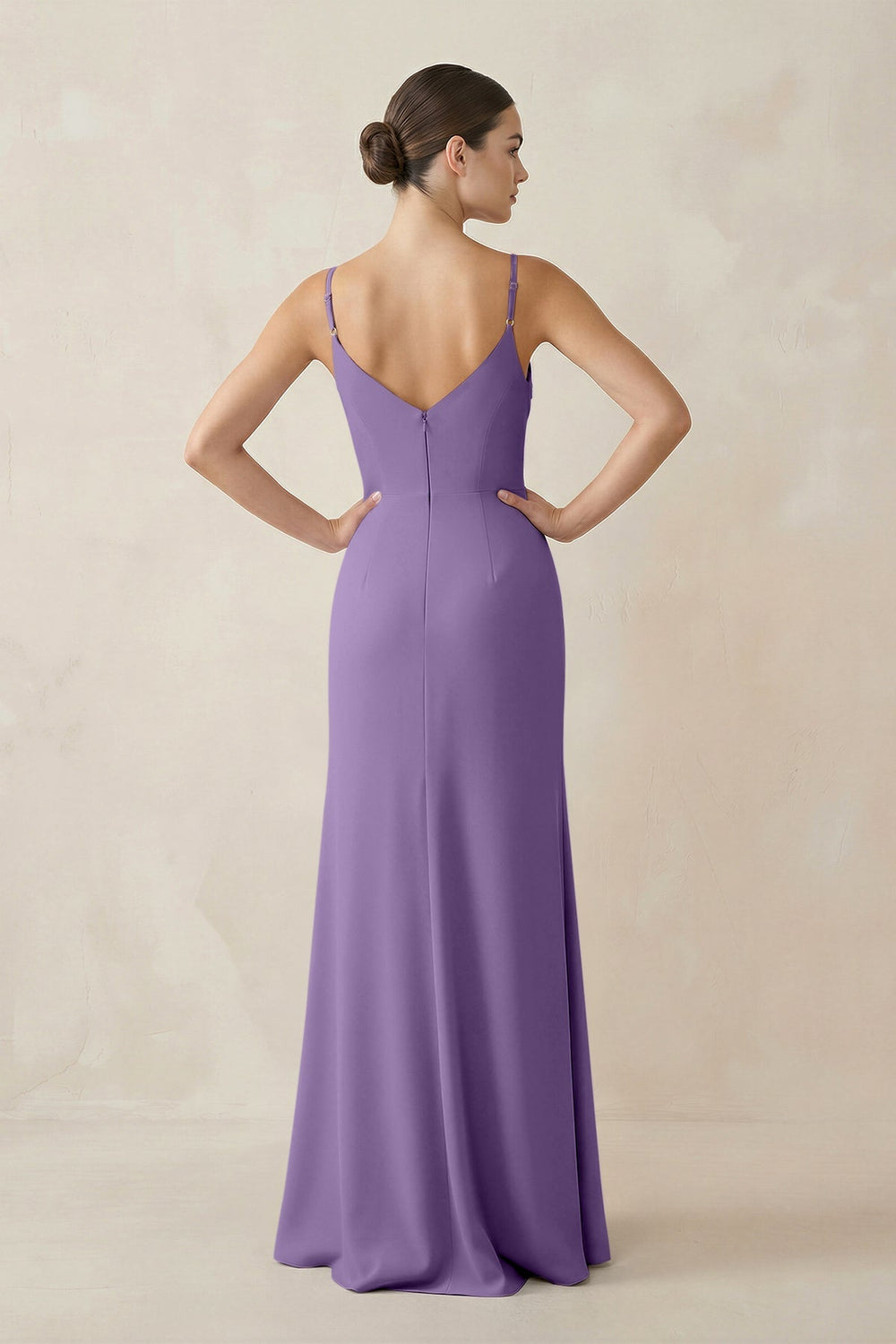 Ruched Sheath Spaghetti Strap Chiffon Bridesmaid Dress in Tahiti - KISS BRIDAL Bridesmaid Dresses