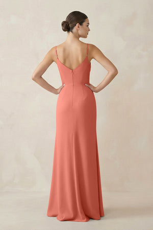 Ruched Sheath Spaghetti Strap Chiffon Bridesmaid Dress in Wild Rose - SHE IS ME Bridesmaid Dresses