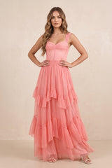 Tiered Pleated Off-the-Shoulder Chiffon Maxi Dress in Black – KISS BRIDAL