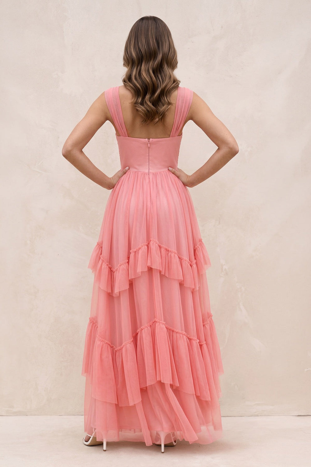 Tiered Pleated Off-the-Shoulder Chiffon Maxi Dress in Black – KISS BRIDAL Dresses