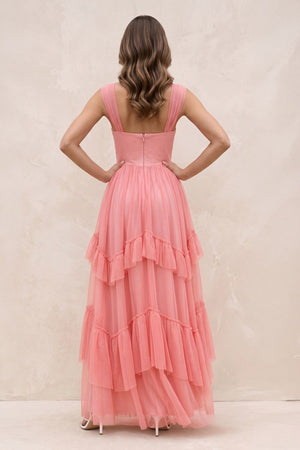 Tiered Pleated Off-the-Shoulder Chiffon Maxi Dress in Black – SHE IS ME Dresses