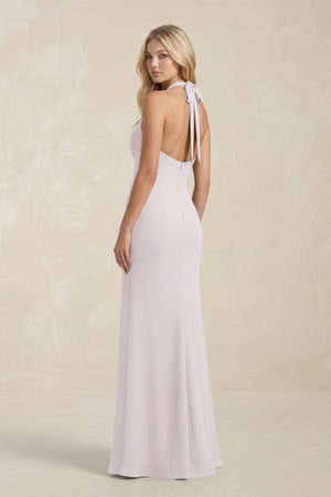 Ruched V - Neck Sheath Bridesmaid Dress With Bow in Dusk - KISS BRIDAL Bridesmaid Dresses