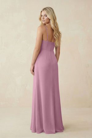 Ruched Sheath Spaghetti Strap Chiffon Bridesmaid Dress in Vintage Mauve - SHE IS ME BRIDESMAID DRESSES